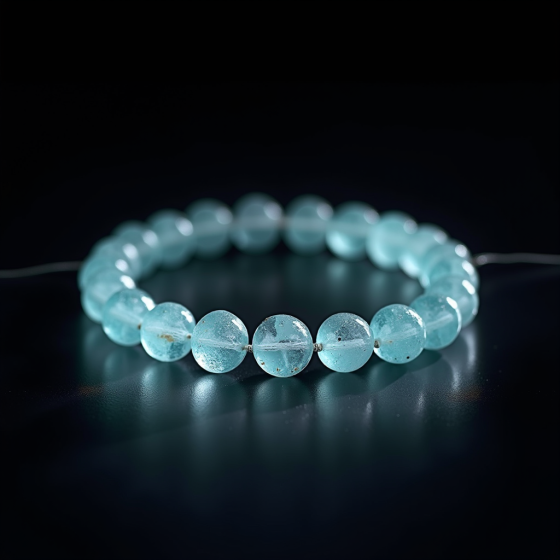 Light-Shadow Style Clear Natural Aquamarine Bracelet